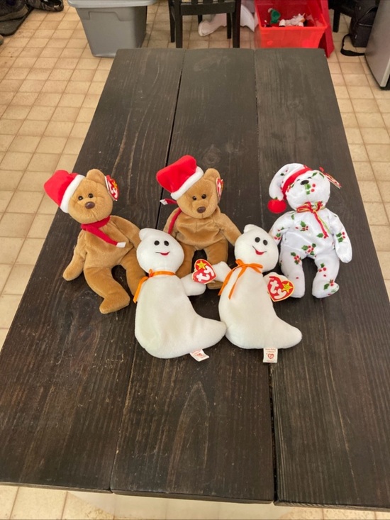 Ty Other - Ty Spooky White Ghost Beanie Baby Plush with Orange Ribbon